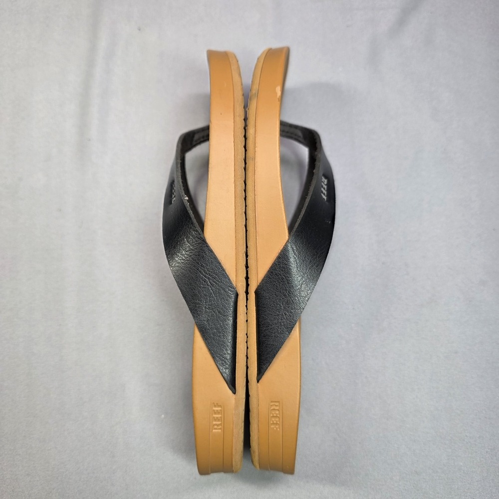 Reef Cushion Court Women's Size 5 Flip Flops Tan Black Thong Sandals EU 35 - Picture 5 of 9